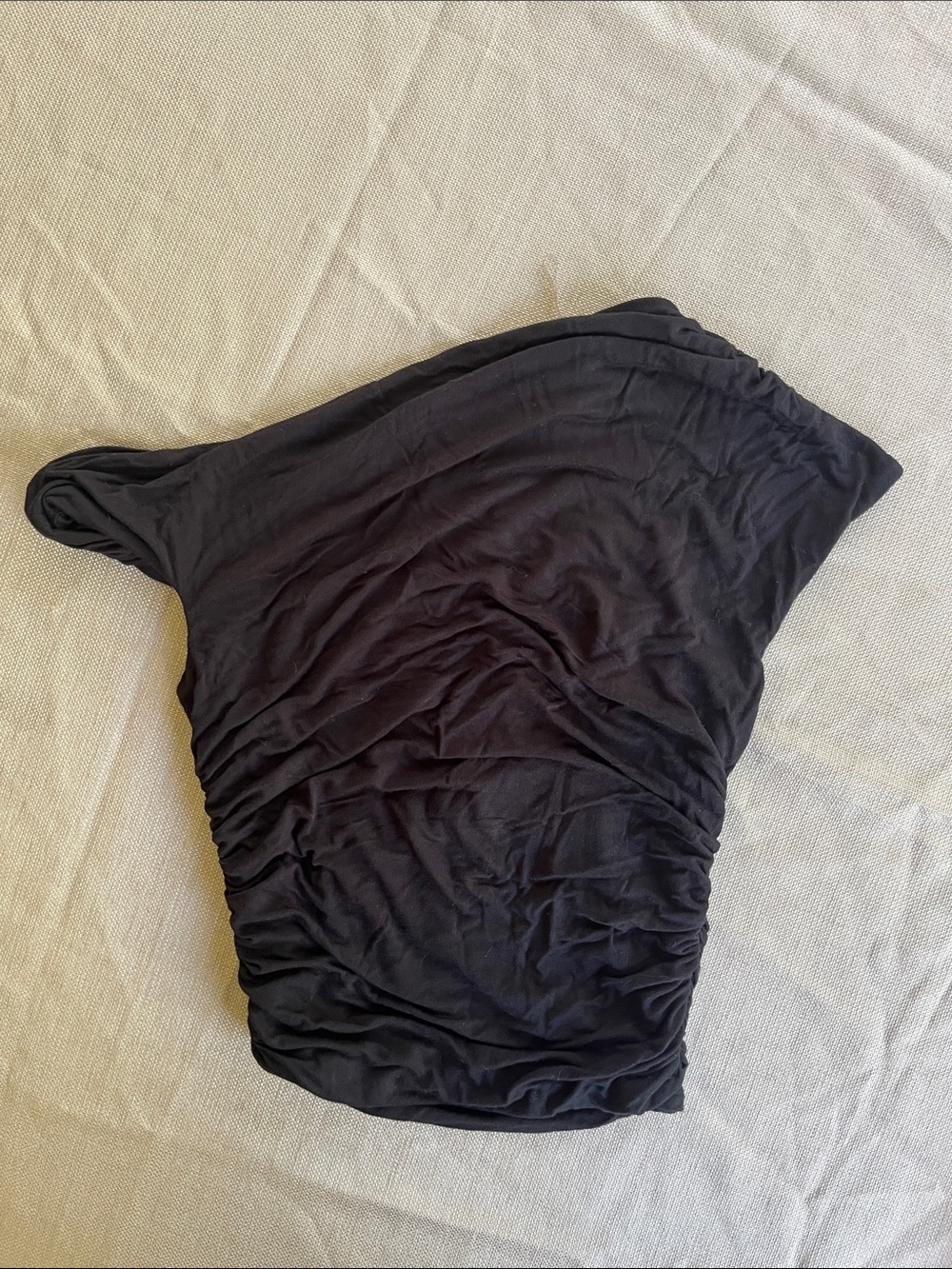 NWOT Fore Black Ruched Asymmetric Short Sleeve Women's Tee
